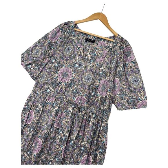 Lane Bryant Dress Womens 24P Purple Midi Geometric Boho Tiered Pockets Peasant - Picture 3 of 15